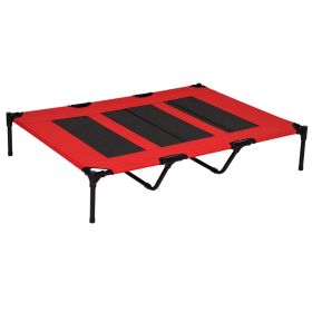 XL Elevated Dog Bed, Outdoor Raised Dog Bed, Portable Pet Cot w/Carry Bag Metal Frame Breathable Mesh Indoor and Outdoor Red (Option: Red-930x250x80 mm)
