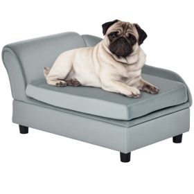 Luxury Fancy Dog Couch with Hidden Storage, Small Dog Sofa Bed with 2" Soft Foam, Modern Pet Furniture for Puppies & Little Breeds, Pale Gray (Option: Light Gray-740x485x165 mm)
