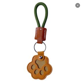 Pet Fur Memory Charm Leather Keychain Keepsake For Dog Cat Hair Paw-Shaped Design Memorial Sympathy Gift For Grieving Owners (Option: BROWN)