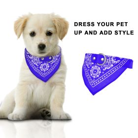Adjustable Bandana Leather Pet Collar Triangle Scarf (Color: Blue, size: M)